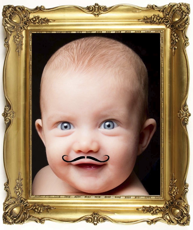 The Curly Moustache Baby In Frame